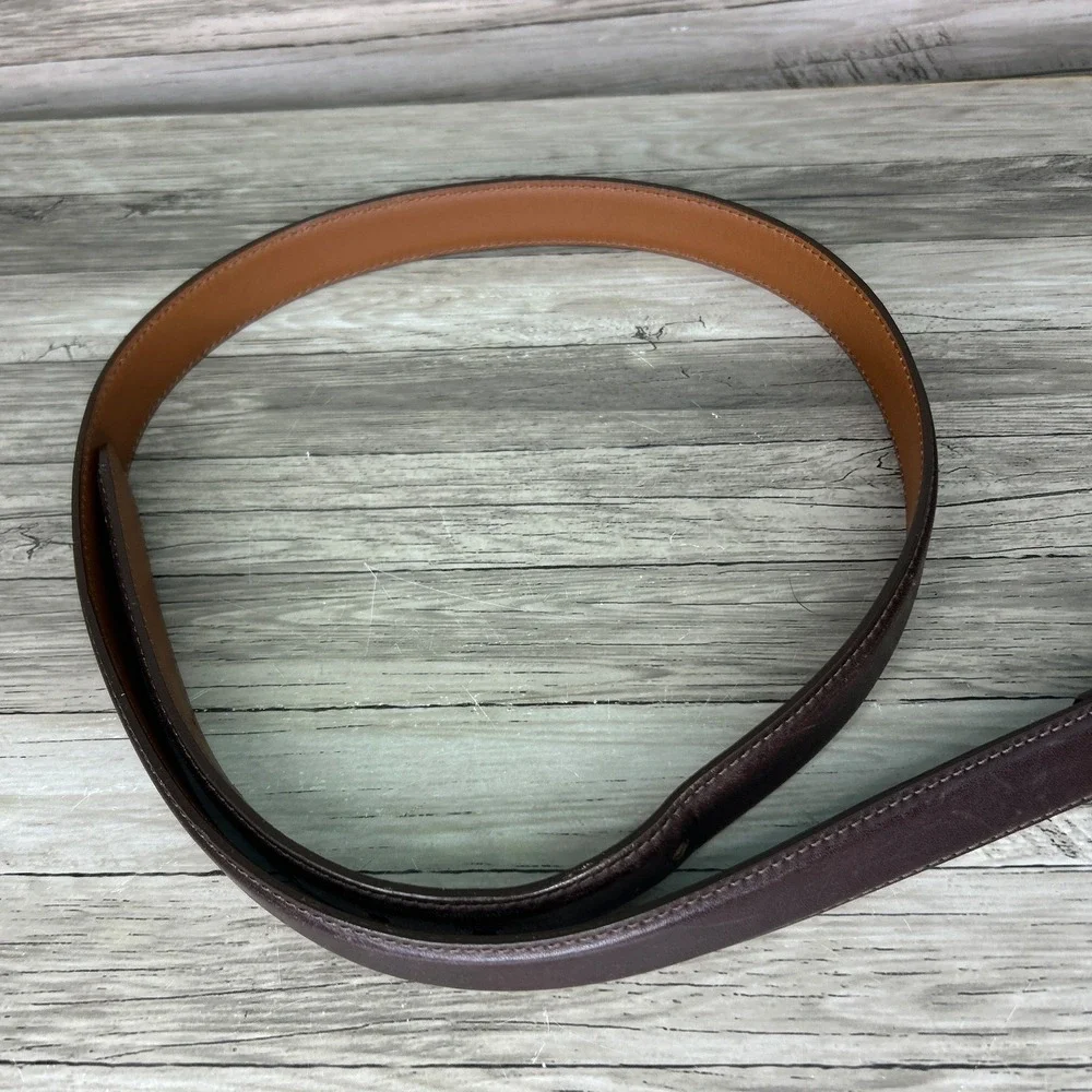 LL Bean Belt Brown 40 Mens 4037 Full Grain Leather Brass Buckle USA #212490